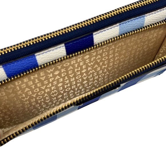 Kate Spade 4x8 Blue Gingham Checkered Leather Wallet - Picture 4 of 10